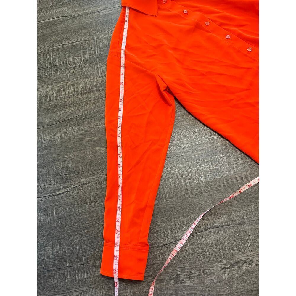 Peace Love World Women's Relaxed Woven Button Up Shirt, Orange, Size XXS - Picture 11 of 11